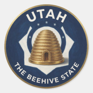 Sticker Rond Emblème de la ruche de l'Utah 🐝