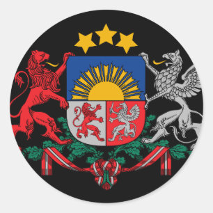 Sticker Rond emblème de latvia