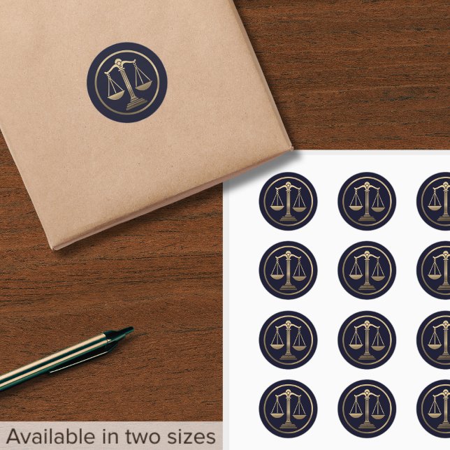 Sticker Rond Emblème de l'avocat aurifère des échelles de justi (Créateur téléchargé)