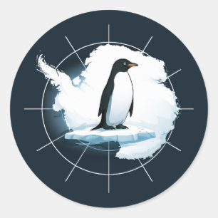 Sticker Rond Emblème de Manchot de l'Antarctique – Conception d