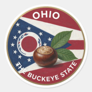 Sticker Rond Emblème de Marronnier de l'Ohio 🌰