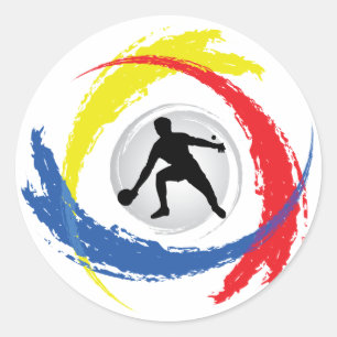 Sticker Rond Emblème de Ping Pong Tricolor