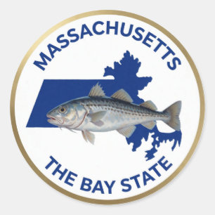 Sticker Rond Emblème de poisson de fierté de l'État du Massachu