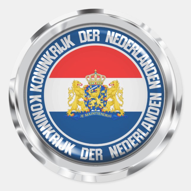 Sticker Rond Emblème de ronde Pays-Bas (Devant)