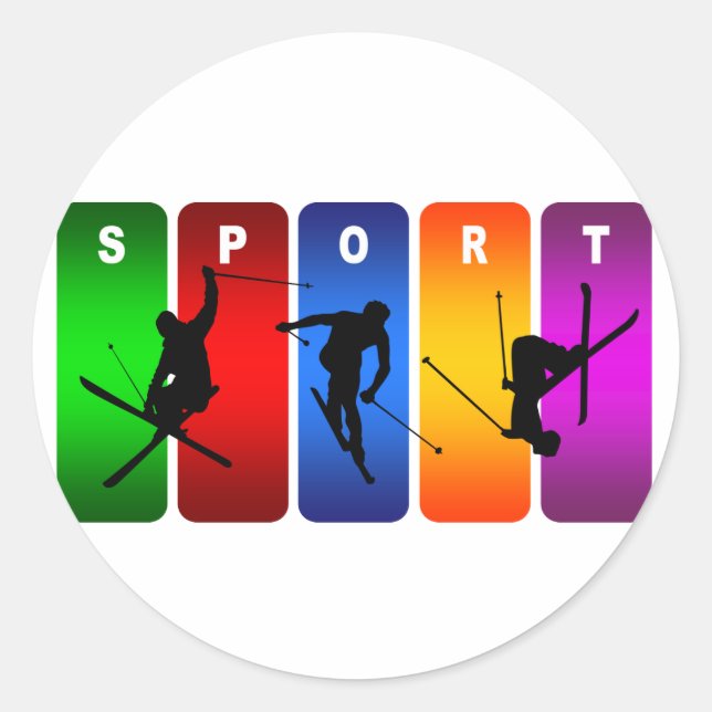 Sticker Rond Emblème de ski multicolore (Devant)