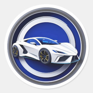 Sticker Rond Emblème de voiture de sport blanche luxueuse