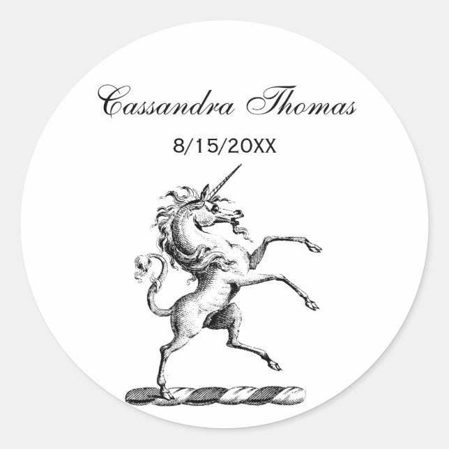 Sticker Rond Emblème d'élevage de l'Unicorne héraldique (Devant)