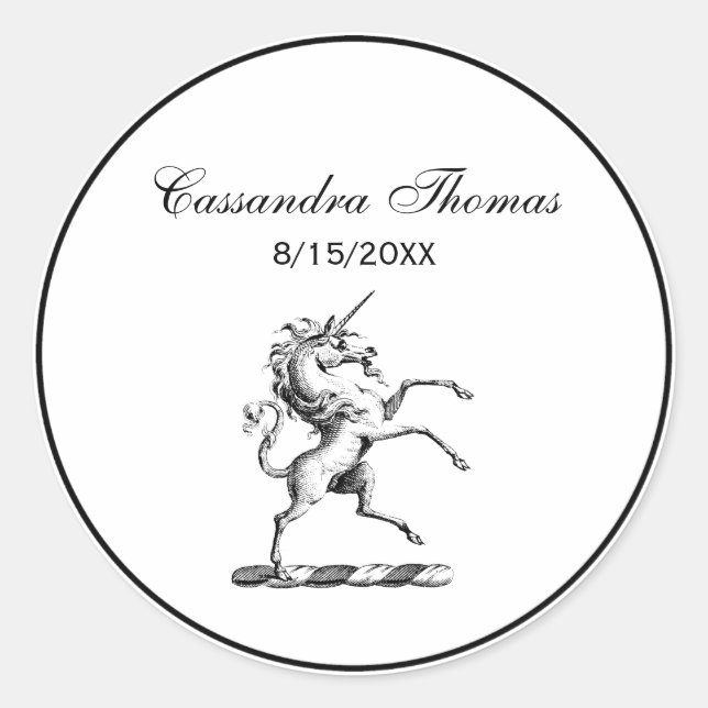 Sticker Rond Emblème d'élevage de l'Unicorne héraldique (Devant)