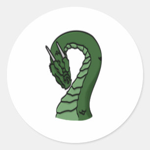Sticker Rond Emblème d'Imaginaire Emerald Green Dragon