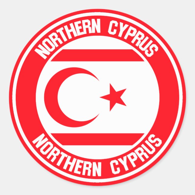 Sticker Rond Emblème du cercle de Chypre-Nord (Devant)