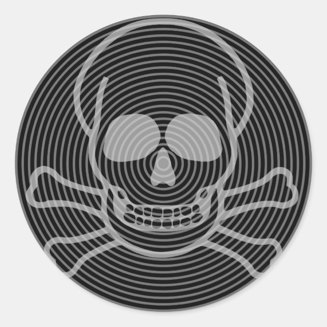 Sticker Rond Emblème du crâne et des os croisés (Devant)