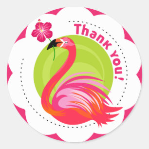 Sticker Rond Emblème du Flamant rose du Merci