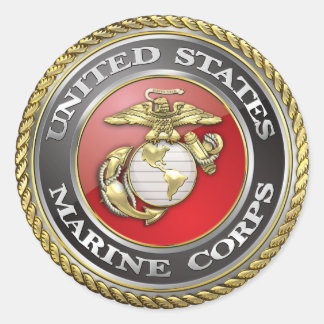 Sticker Rond Emblème du Marine Corps (USMC) des États-Unis [3D]