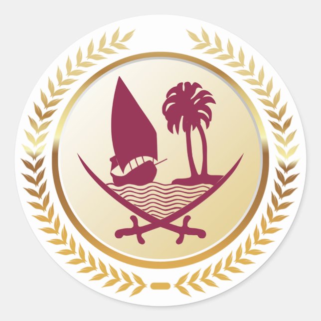 Sticker Rond Emblème du Qatar (Devant)