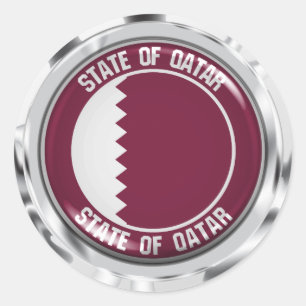 Sticker Rond Emblème du Qatar Round