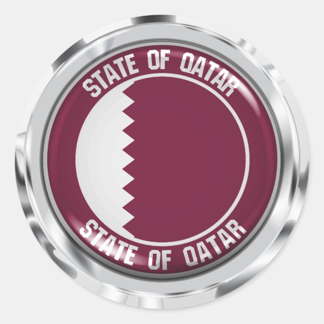 Sticker Rond Emblème du Qatar Round (Devant)