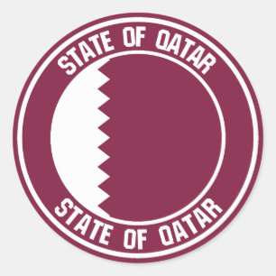 Sticker Rond Emblème du Qatar Round