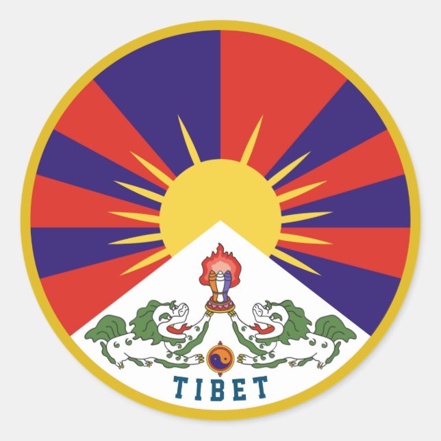 Sticker Rond Emblème du Tibet (Devant)