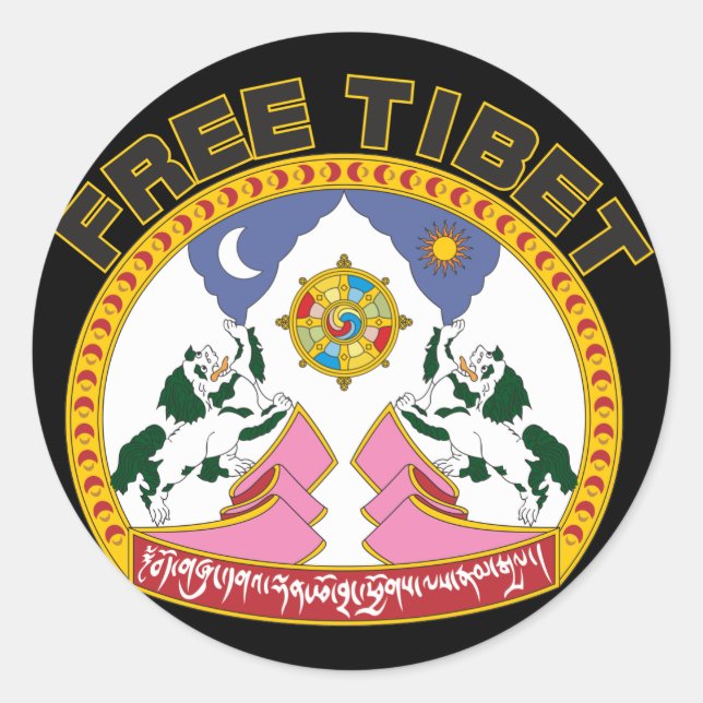 Sticker Rond Emblème du Tibet libre (Devant)
