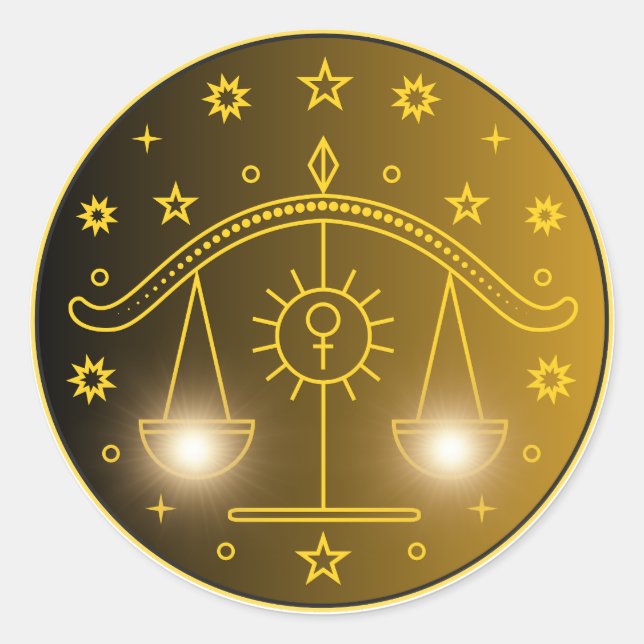 Sticker Rond Emblème du Zodiaque Balance | Symbole Céleste Mini (Devant)