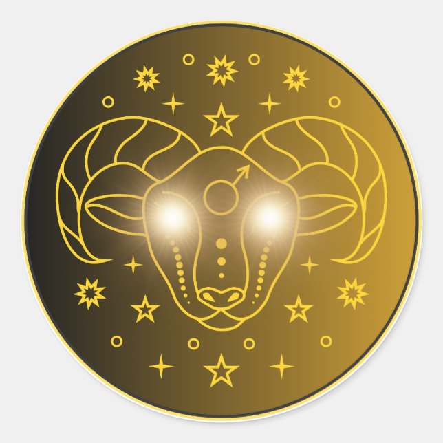 Sticker Rond Emblème du zodiaque Bélier | Symbole céleste minim (Devant)