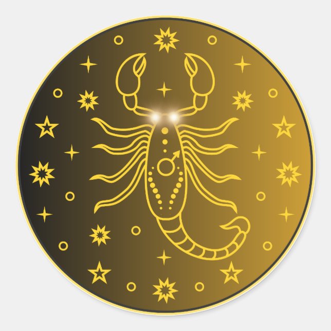 Sticker Rond Emblème du zodiaque Scorpion | Symbole céleste min (Devant)
