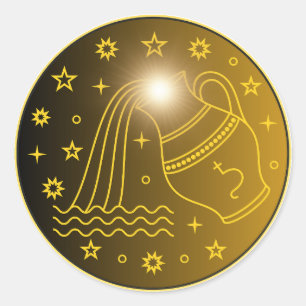 Sticker Rond Emblème du Zodiaque Verseau Symbole Céleste Mini