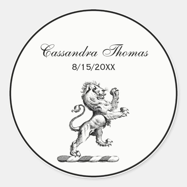 Sticker Rond Emblème héraldique du lion debout (Devant)