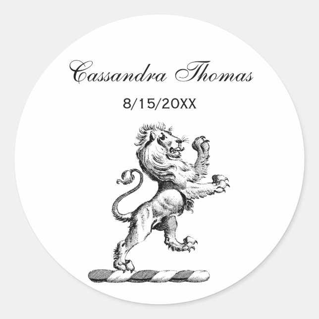 Sticker Rond Emblème héraldique du lion debout (Devant)