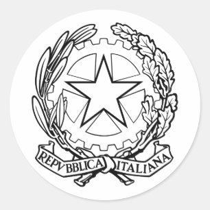 Sticker Rond Emblème national de l'Italie - contour noir