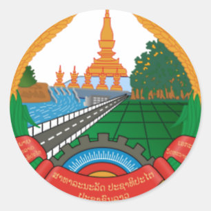 STICKER ROND EMBLÈME NATIONAL LAOTIEN - INSIGNE LAOTIEN