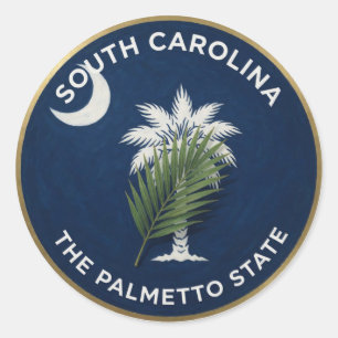 Sticker Rond Emblème Palmetto de Caroline du Sud 🌴