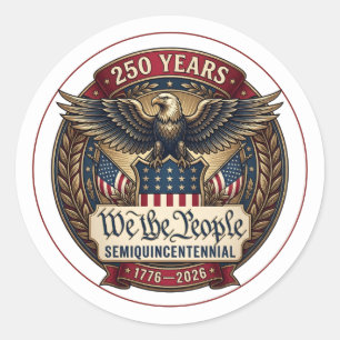 Sticker Rond Emblème patriotique de l'héritage américain de 250
