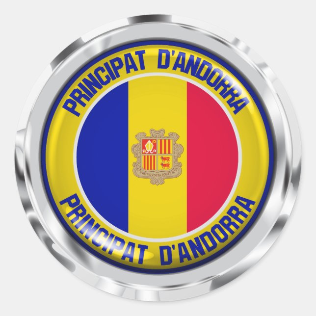 Sticker Rond Emblème rond Andorre (Devant)