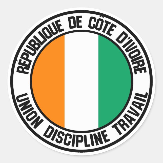 Sticker Rond Emblème rond de Côte d'Ivoire (Devant)