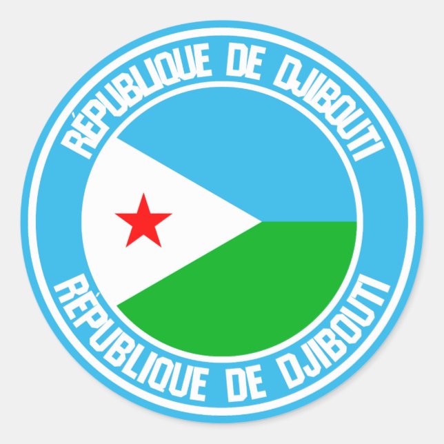 Sticker Rond Emblème rond de Djibouti (Devant)