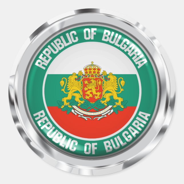 Sticker Rond Emblème rond de la Bulgarie (Devant)