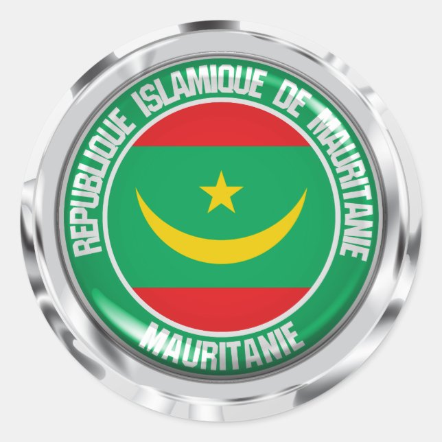Sticker Rond Emblème rond de la Mauritanie (Devant)