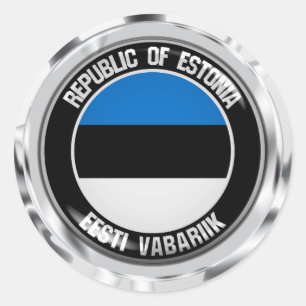 Sticker Rond Emblème rond de l'Estonie