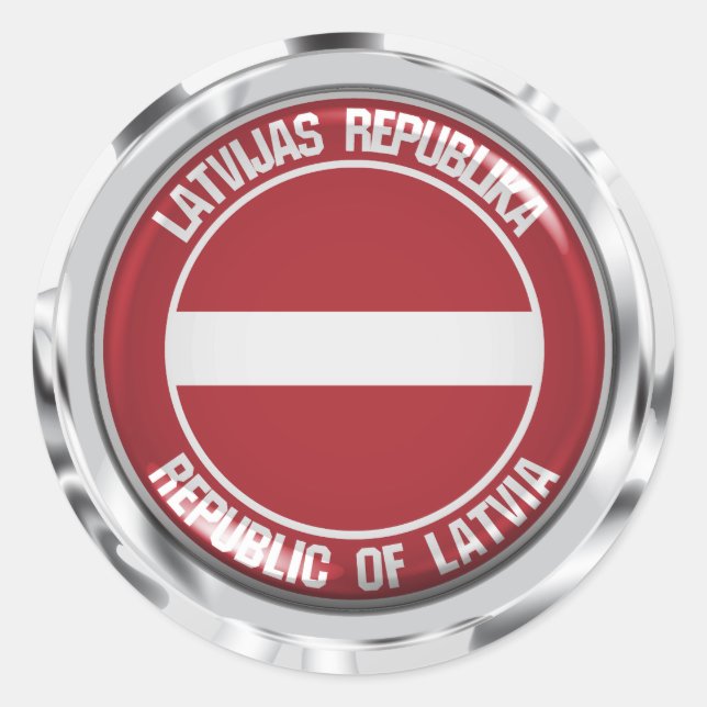 Sticker Rond Emblème rond de Lettonie (Devant)