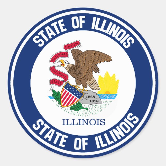 Sticker Rond Emblème rond de l'Illinois (Devant)