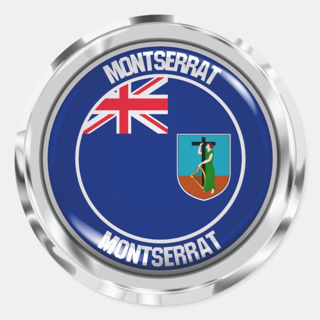 Sticker Rond Emblème rond de Montserrat (Devant)