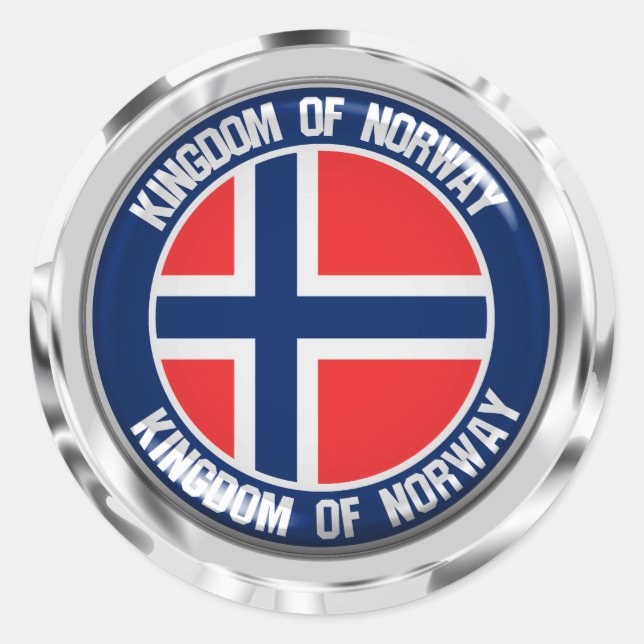 Sticker Rond Emblème rond de Norvège (Devant)
