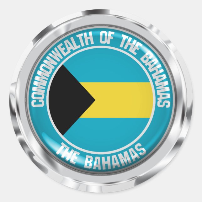 Sticker Rond Emblème rond des Bahamas (Devant)