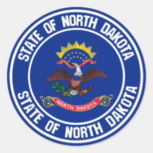 Sticker Rond Emblème rond du Dakota du Nord