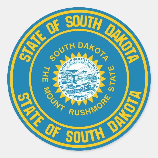 Sticker Rond Emblème rond du Dakota du Sud (Devant)