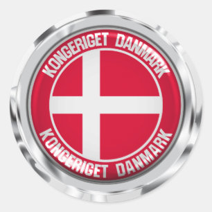 Sticker Rond Emblème rond du Danemark