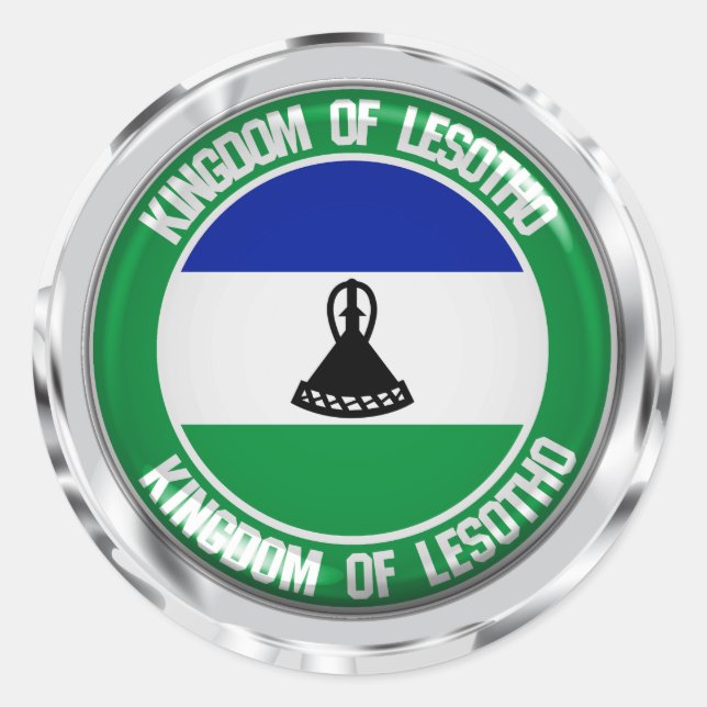 Sticker Rond Emblème rond du Lesotho (Devant)