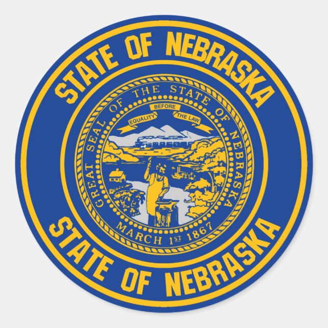 Sticker Rond Emblème rond du Nebraska (Devant)