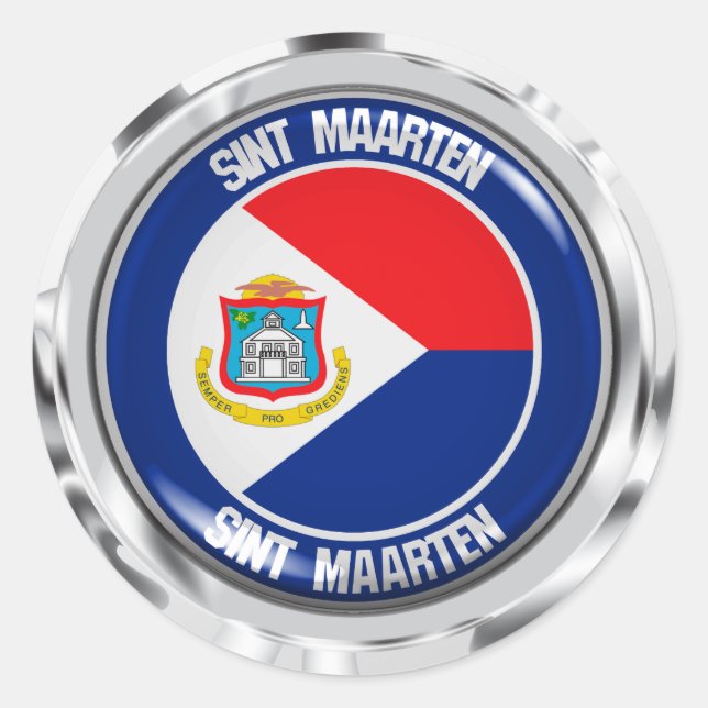 Sticker Rond Emblème rond Sint Maarten (Devant)